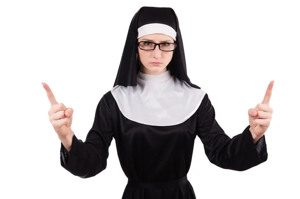Jovem freira isolada no fundo branco — Fotografia de Stock