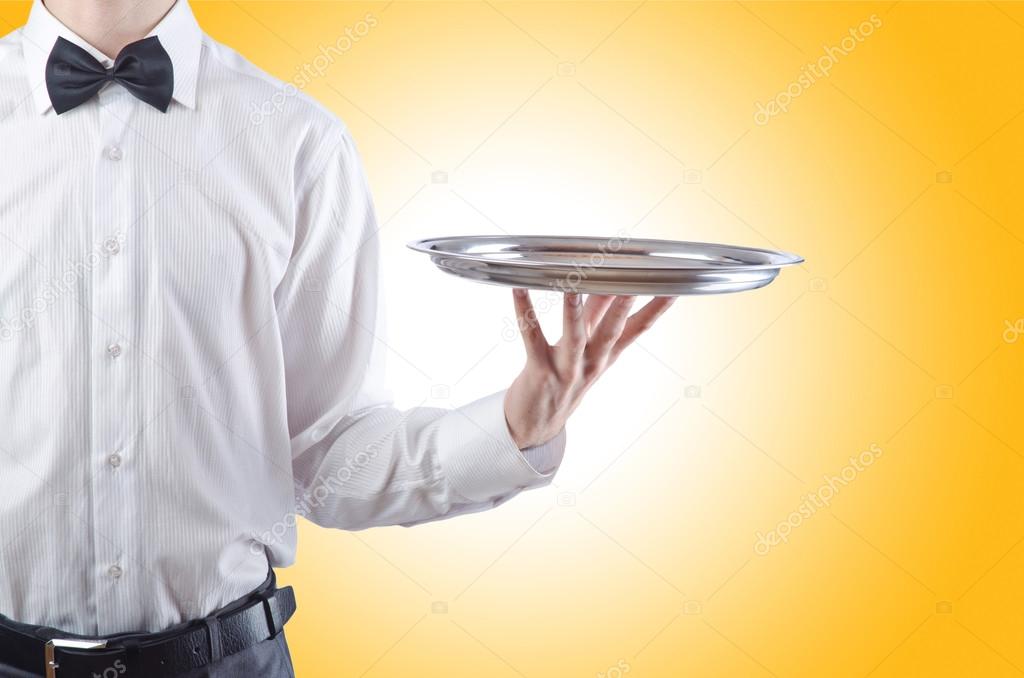 Waiter with silver tray