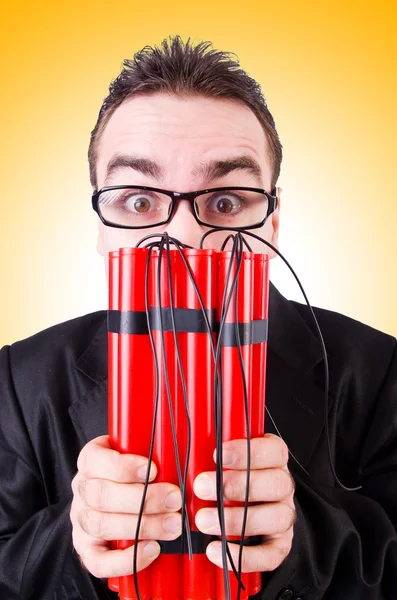 Business man with dynamite — Stock Photo, Image