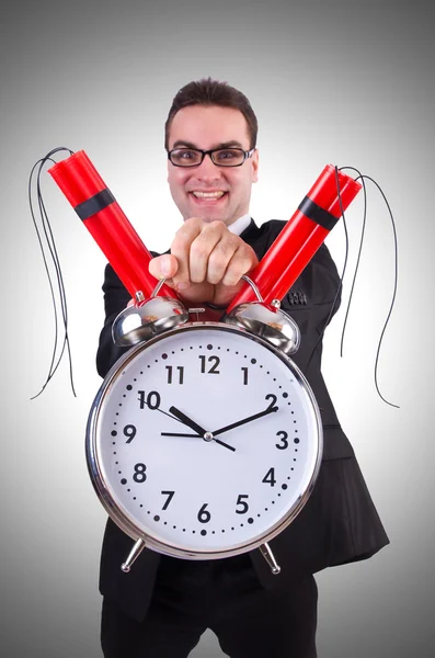 Man with time bomb — Stock Photo, Image