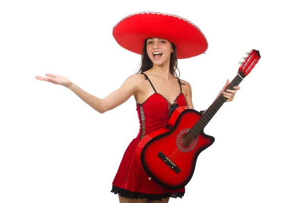 Mujer con sombrero rojo aislado en blanco —  Fotos de Stock