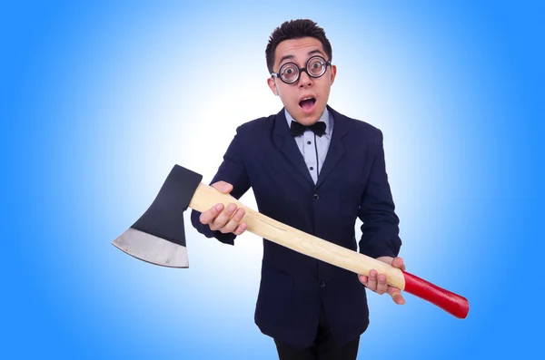 Funny man with axe — Stock Photo, Image