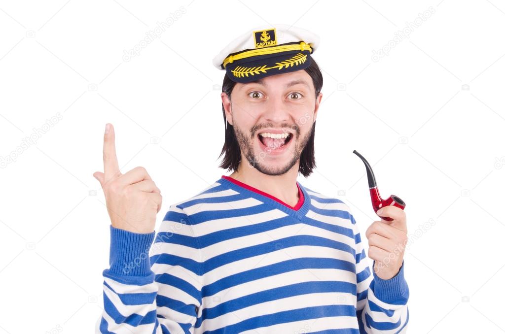 Funny sailor isolated on the white