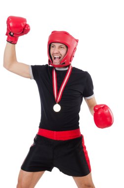 Beyaz tenli komik boksör.