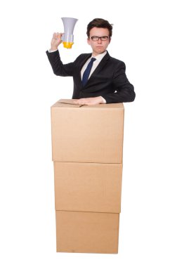 Hoparlörlü adam kutuda.