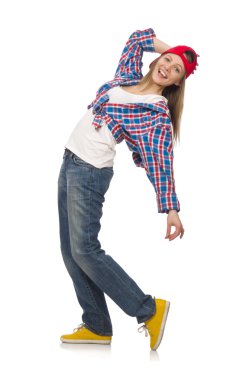 Beyaz tenli kadın dansçı.