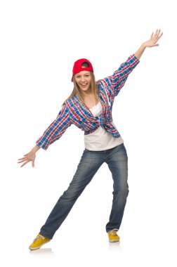 Beyaz tenli kadın dansçı.