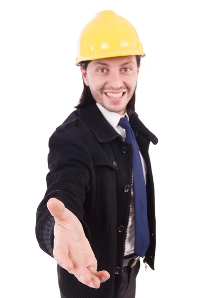 Young construction architect isolated on the white — Stock Photo, Image