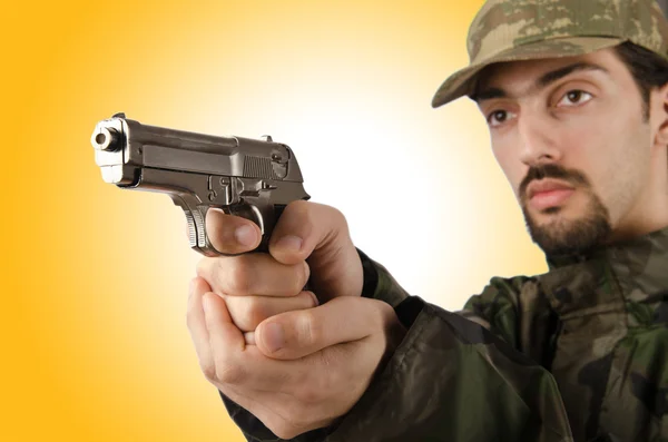 Soldier with gun — Stock Photo, Image