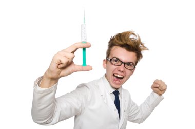 Beyaz tenli komik doktor.