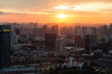Singapur Panoraması şehir merkezi silueti