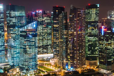 Singapur Panoraması şehir merkezi silueti