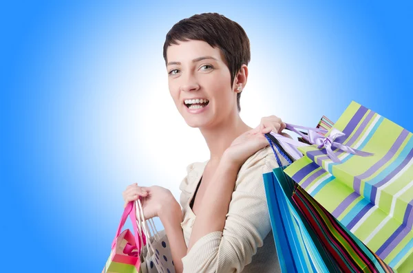 Ragazza dopo la furia dello shopping — Foto Stock