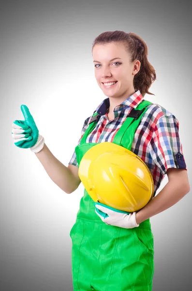 Woman builder with helmet — Stock Photo, Image