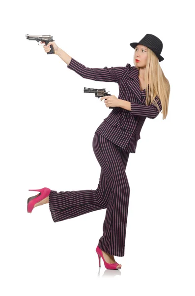 Gangster femme avec pistolet dans le concept vintage — Photo