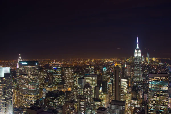 Famous skyscrapers of New York at night — Stock Photo, Image