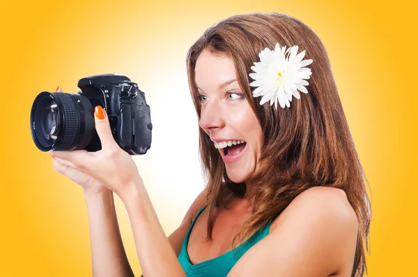 Attractive female photographer — Stock Photo, Image