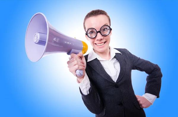 Jonge zakenman met luidspreker — Stockfoto