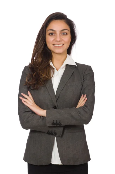 Young businesswoman on white — Stock Photo, Image