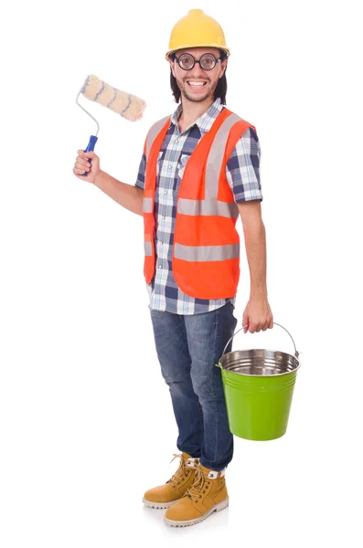 Funny painter isolated on white — Stock Photo, Image