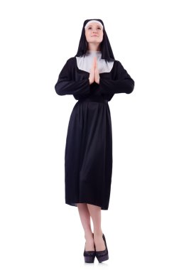 Bir rahibe olarak giymiş kadın