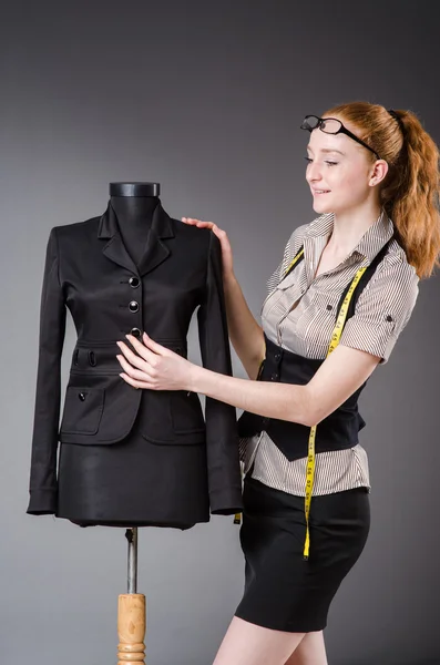 Woman tailor working on new dress — Stock Photo, Image