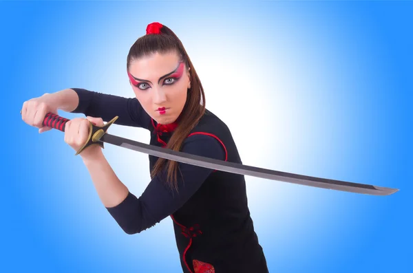 Woman in japanese martial art — Stock Photo, Image