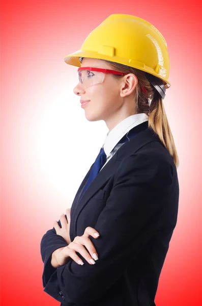 Businesswoman with hard hat — Stock Photo, Image