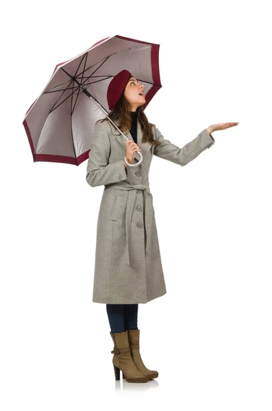 흰 우산을 벗은 여자 — 스톡 사진