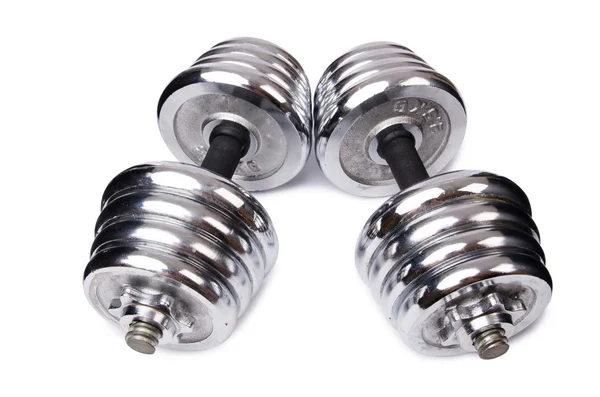 Steel Dumbbells di atas putih — Stok Foto