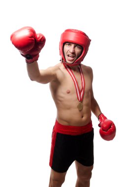 Kırmızı Gloverlar ile komik boksör