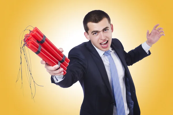 Business man with dynamite — Stock Photo, Image