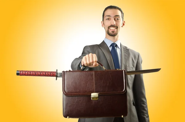 Succsessful Businessman with sword — Stock Photo, Image