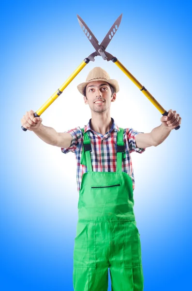 Hombre jardinero con tijeras — Foto de Stock