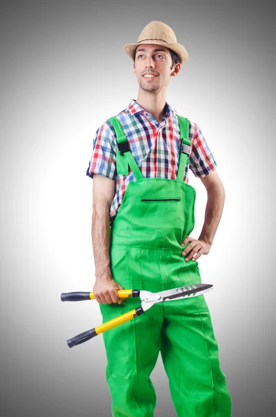 Man gardener with shears — Stock Photo, Image