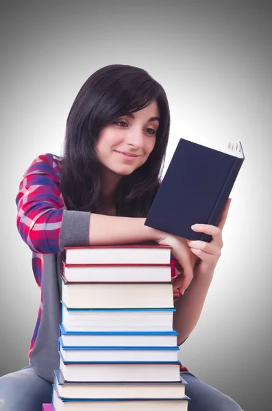 Menina estudante com livros — Fotografia de Stock