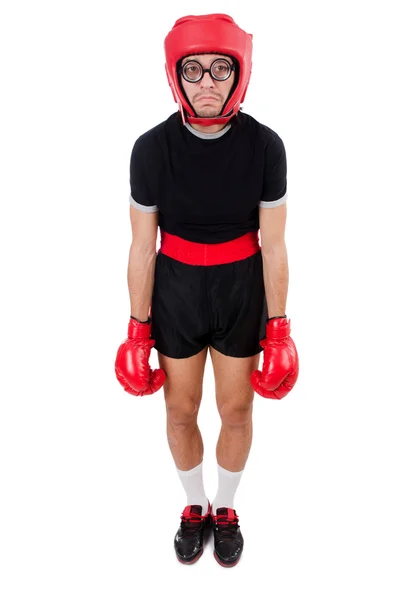 Funny boxer with red glovers — Stock Photo, Image