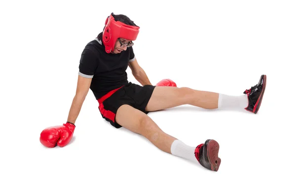 Lustiger Boxer mit roten Handschuhen — Stockfoto