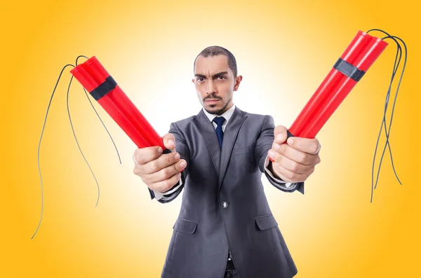 Business man with dynamite — Stock Photo, Image