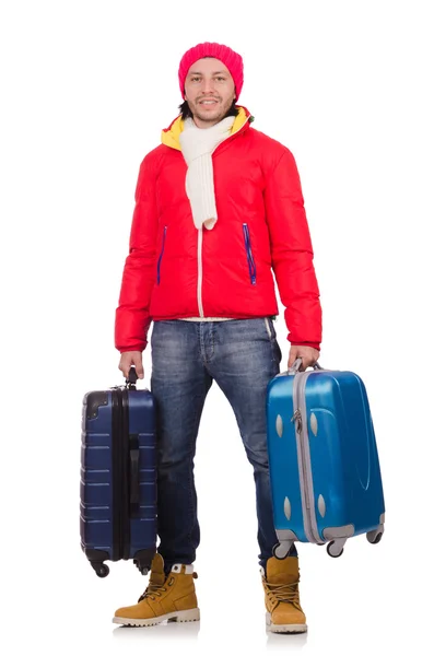 Człowiek przygotowujący się do zimowych wakacji — Zdjęcie stockowe