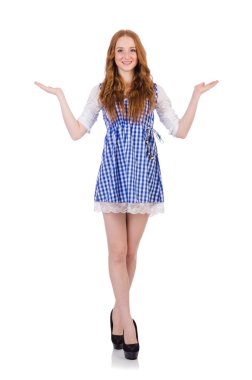 Beyaz arka planda izole edilmiş bir kadın