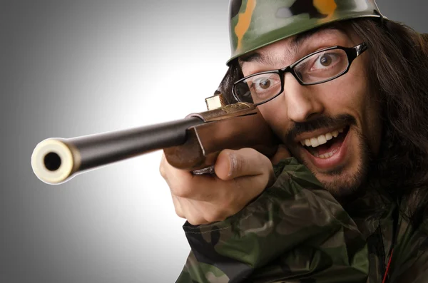 Funny soldier in humour — Stock Photo, Image