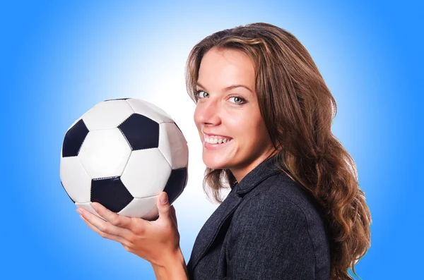 Business woman with football — Stock Photo, Image