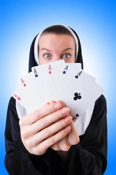 Nun в концепції азартних ігор — стокове фото