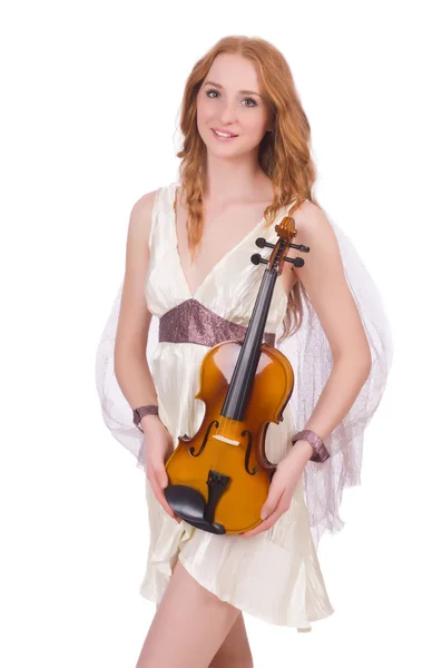 Ancienne déesse au violon isolé sur blanc — Photo