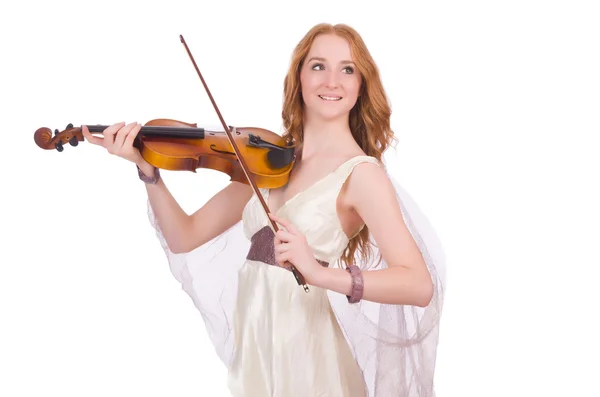 Ancienne déesse au violon isolé sur blanc — Photo