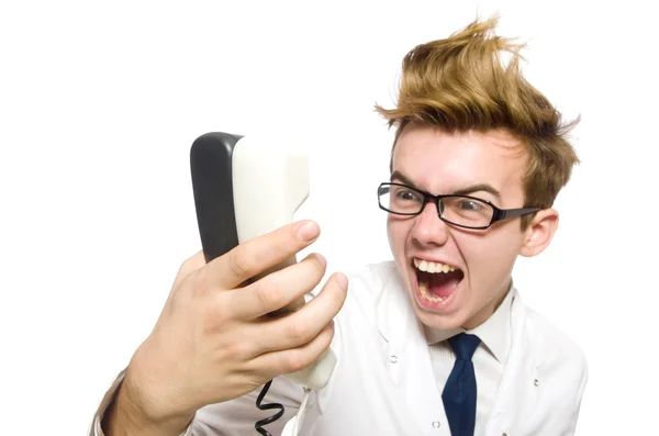 Divertido médico aislado en blanco —  Fotos de Stock