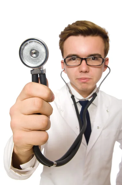 Roliga läkare på vit — Stockfoto