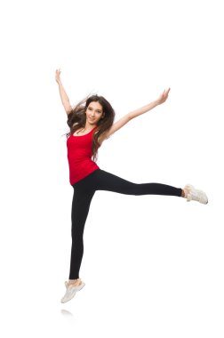 Spor yapan genç bir kadın.