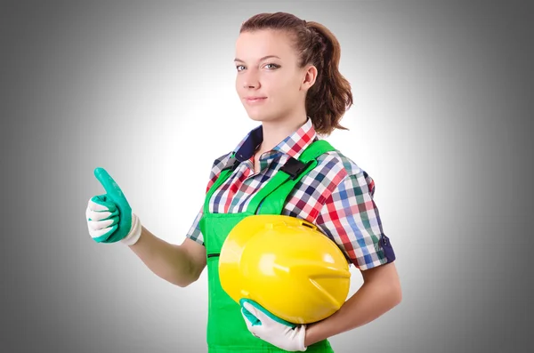 Woman builder  with helmet — Stock Photo, Image